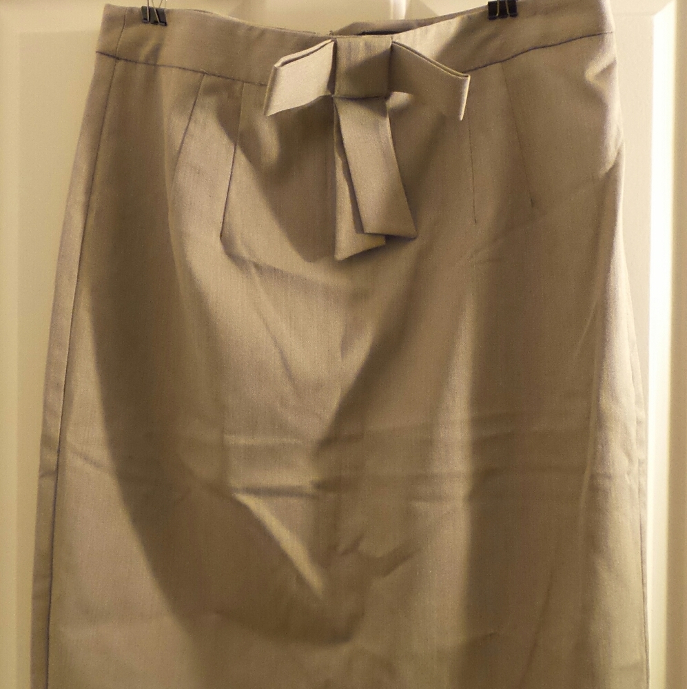 Tan Knee Length Pencil Skirt